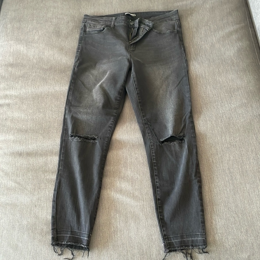 Distressed black jeans